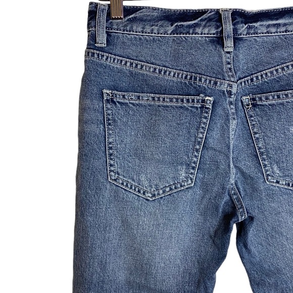 We The Free Free People Medium Blue Wash Cropped Folded Hem Distressed Jeans 25 - Picture 10 of 16